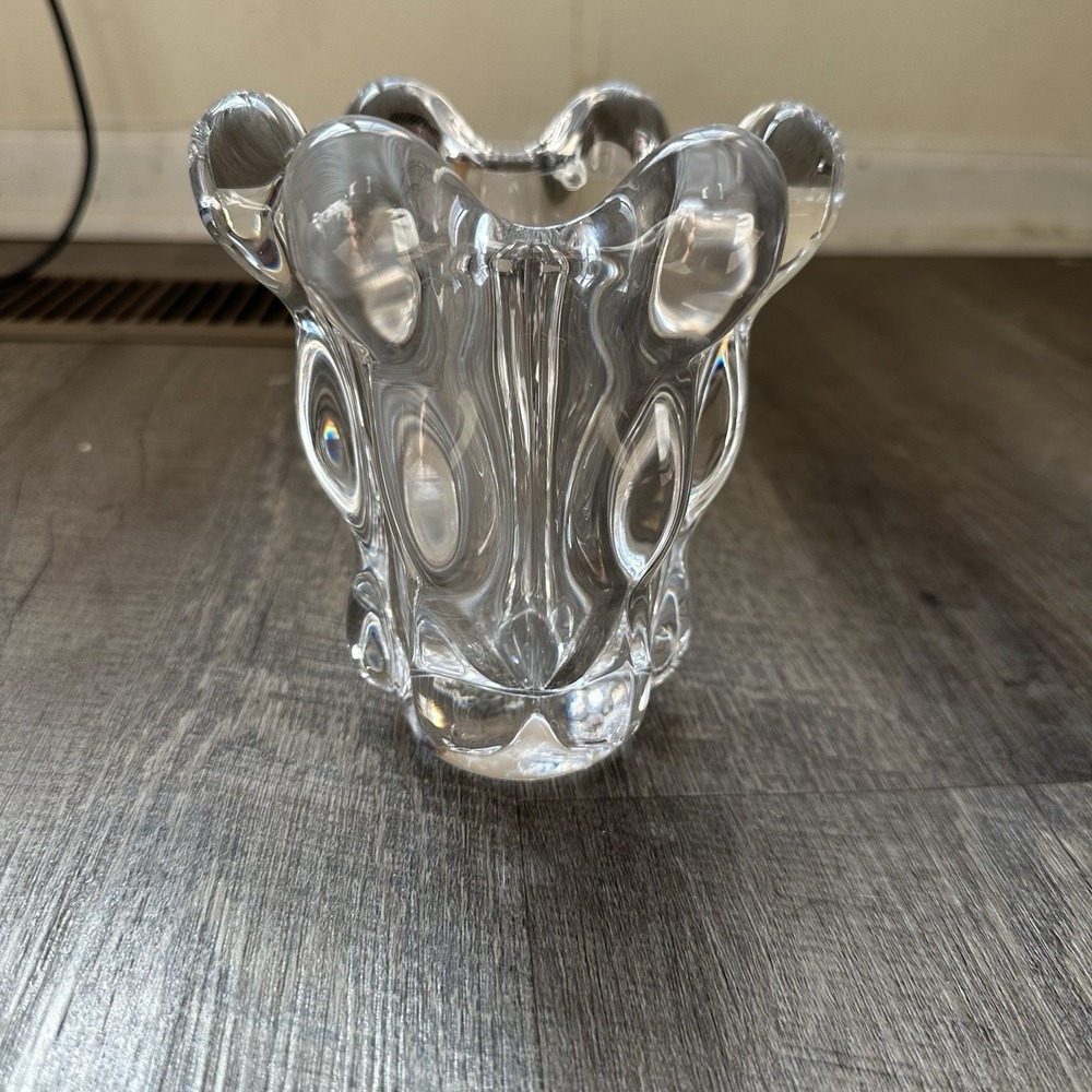 Art Deco‎ Vintage Crystal Cascade Vase by Art Vannes le Châtel, France 5.5"